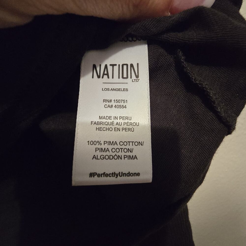Nation LTD Puff Sleeve Top Womens XS Black Pima Cotton Quiet Luxury Minimalist - Picture 6 of 11